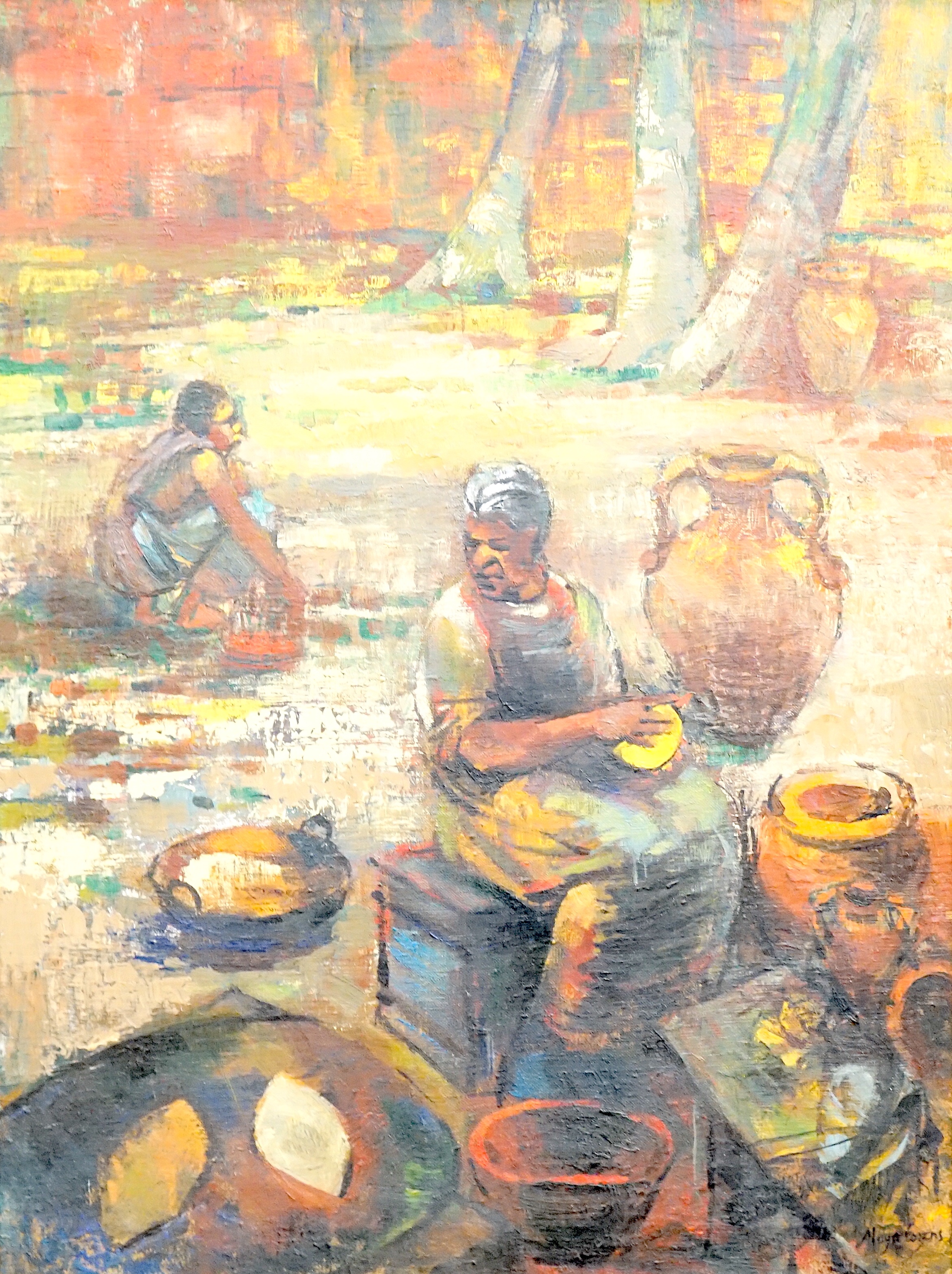 Moya Cozens (1920-1990), 'Jamaican Tortilla Maker', oil on canvas, 60 x 45cm